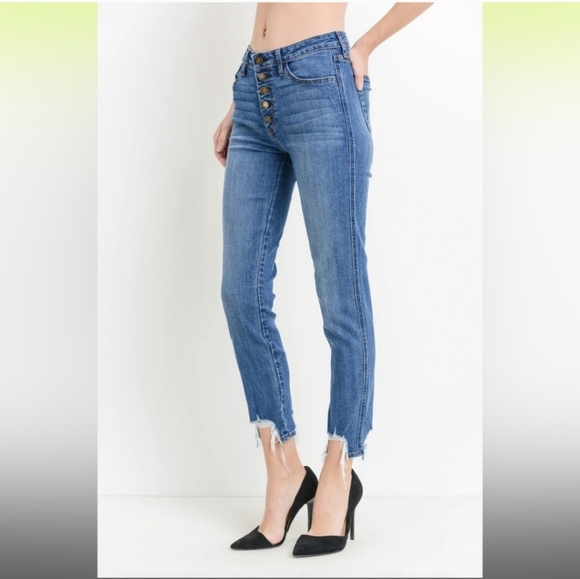 JUST BLACK DENIM JEANS SIZE 25 SHARK BITE RAW HEM - JBD - Picture 2 of 10